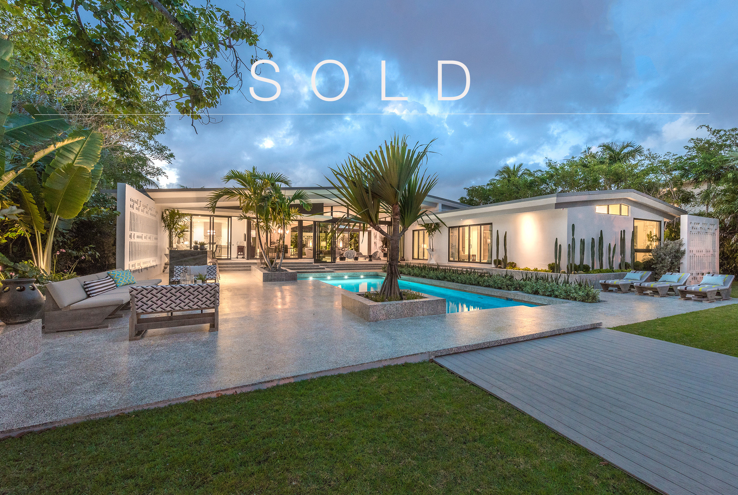 Sold Luxury Home by Top Producer Nelson Gonzalez 2979 Flamingo – Mid Century Modern Waterfront by renowned French architect Jean-Louis Deniot